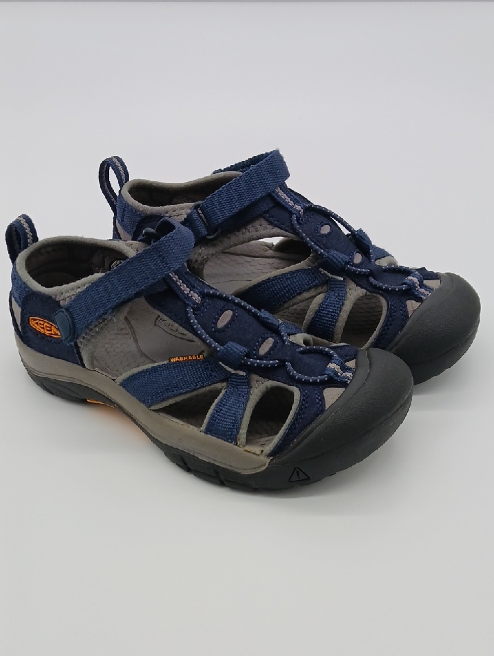 Keen Kids Navy and Gray W/ Yellow Accents Closed-Toe Sport Sandals (Size 2 US)